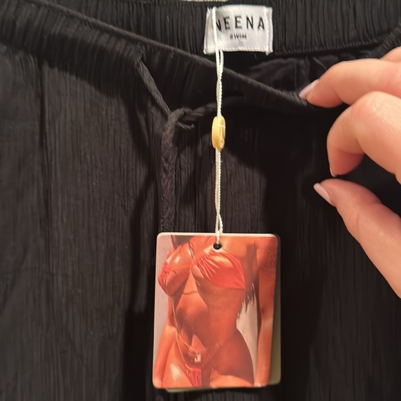 NWT Neena Swim Crinkled Pleat Wide Leg Pants M/L - Picture 3 of 9